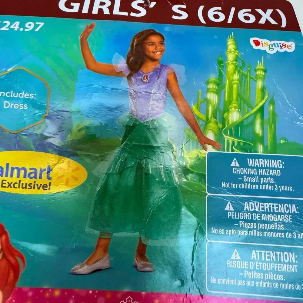 Disney Girls Small The Little Mermaid Girls Costume New Halloween Dress Up